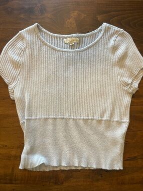 Light Gray Ribbed Scoop-Neck Crop Top
